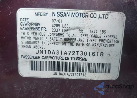 2002 Nissan Maxima Se from USA, damaged, VIN JN1DA31A72T301618